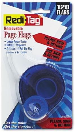 Redi-Tag 81344 Arrow Message Page Flags in Dispenser "Please Sign and Return" Red 120 Flags