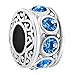 CharmSStory Filigree JAN-DEC Simulated Birthstone Beads Charms For Bracelets (SEP Simulated Birthstone)