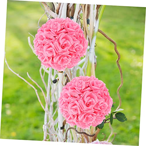 RORPOIR Rose Ball Simulation Rose Fake Rose Wedding Arches Purple Decor Bouquet for Bride Kissing Balls for Balls Table Centerpieces Floewr Silk Cloth Pink