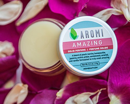Aromi Solid Perfume | Fruity, Floral Fragrance, Women's Stocking Stuffer, Vegan & Cruelty-Free, Travel-Size, Women’s Gift, Vanilla, Caramel, Sandalwood, Mandarin, & Jasmine Scent | 0.5 Oz, (Amazing) #TOP1