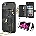 LAMEEKU Wallet Case Compatible with iPhone 7, iPhone 8 Case Wallet Card Holder Case Wrist Chain Crossbody Strap Zipper Case for iPhone 7/iPhone 8, 4.7 inches-Black