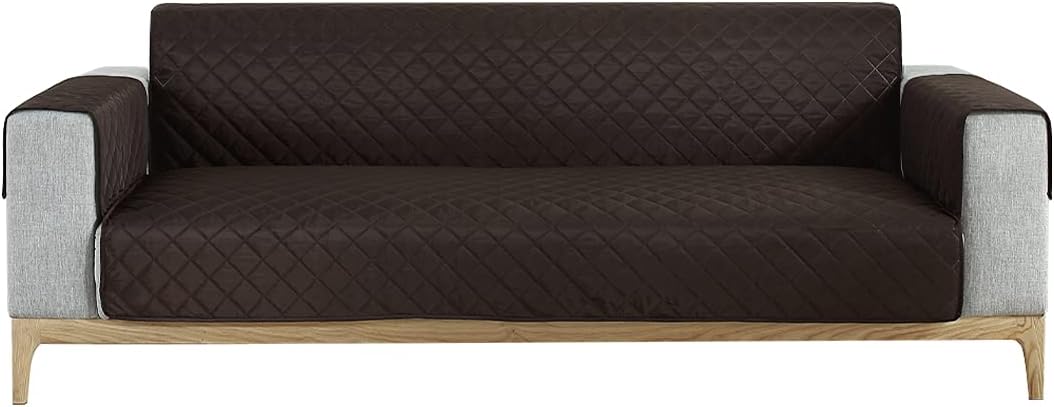 Inroserm Sofa Covers 3 Seaters With Elastic Strap Water Resistant Sofa Slipcovers for Pets Solid Sofa Protectors (Dark Brown, 167*190cm)