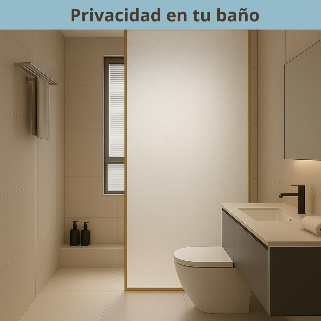 Película de privacidad para Ventanas (120x200cm) Muchos TAMAÑOS Grandes Mate Satinado Autoadhesivo sin Pegamento Anti UV sin residuos Fácil aplicación Ventanas Cabina de Ducha Adhesión estática