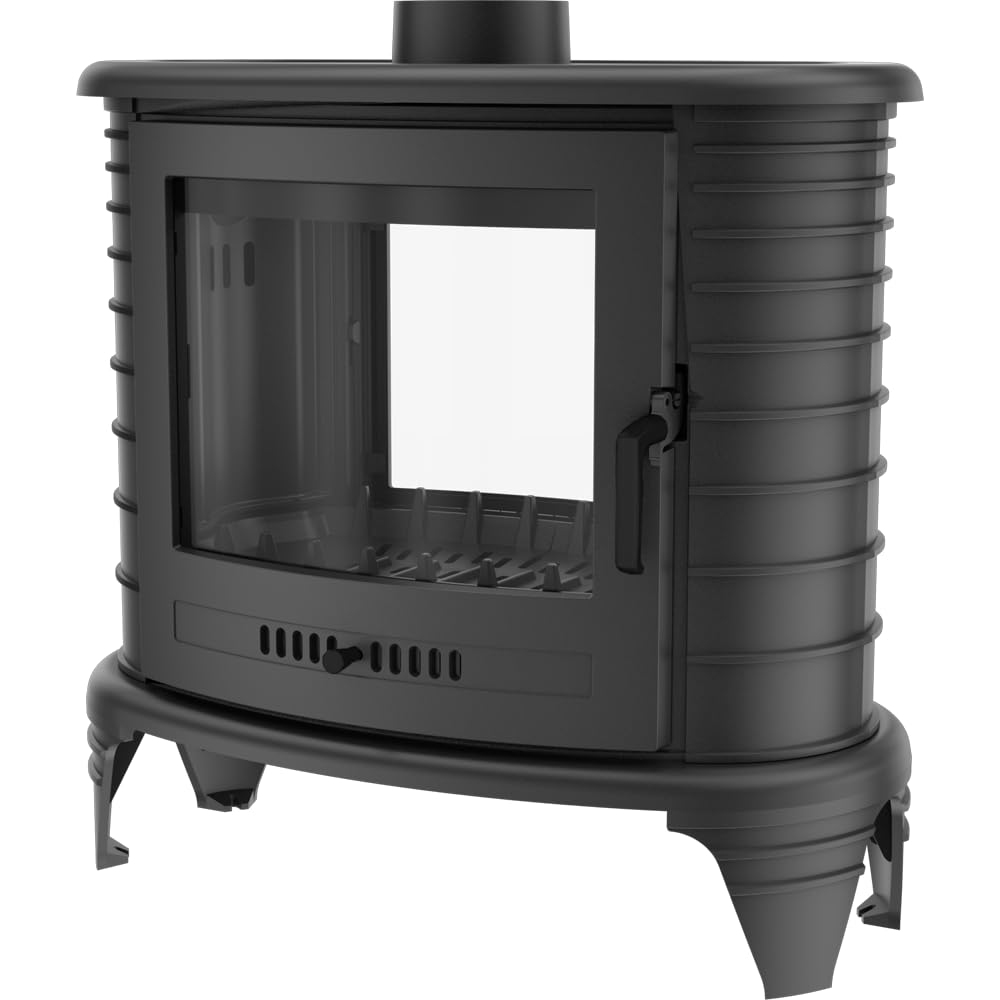 KRATKI Stufa a legna in ghisa KOZA K8 9,9 kW Ø150 tunnel A Stufe Svedesi | Ghisa nero, efficienza 75,2%, classe A. Ecodesign.; Gamma di potenza 5-11kW; combustione efficiente; basse emissioni
