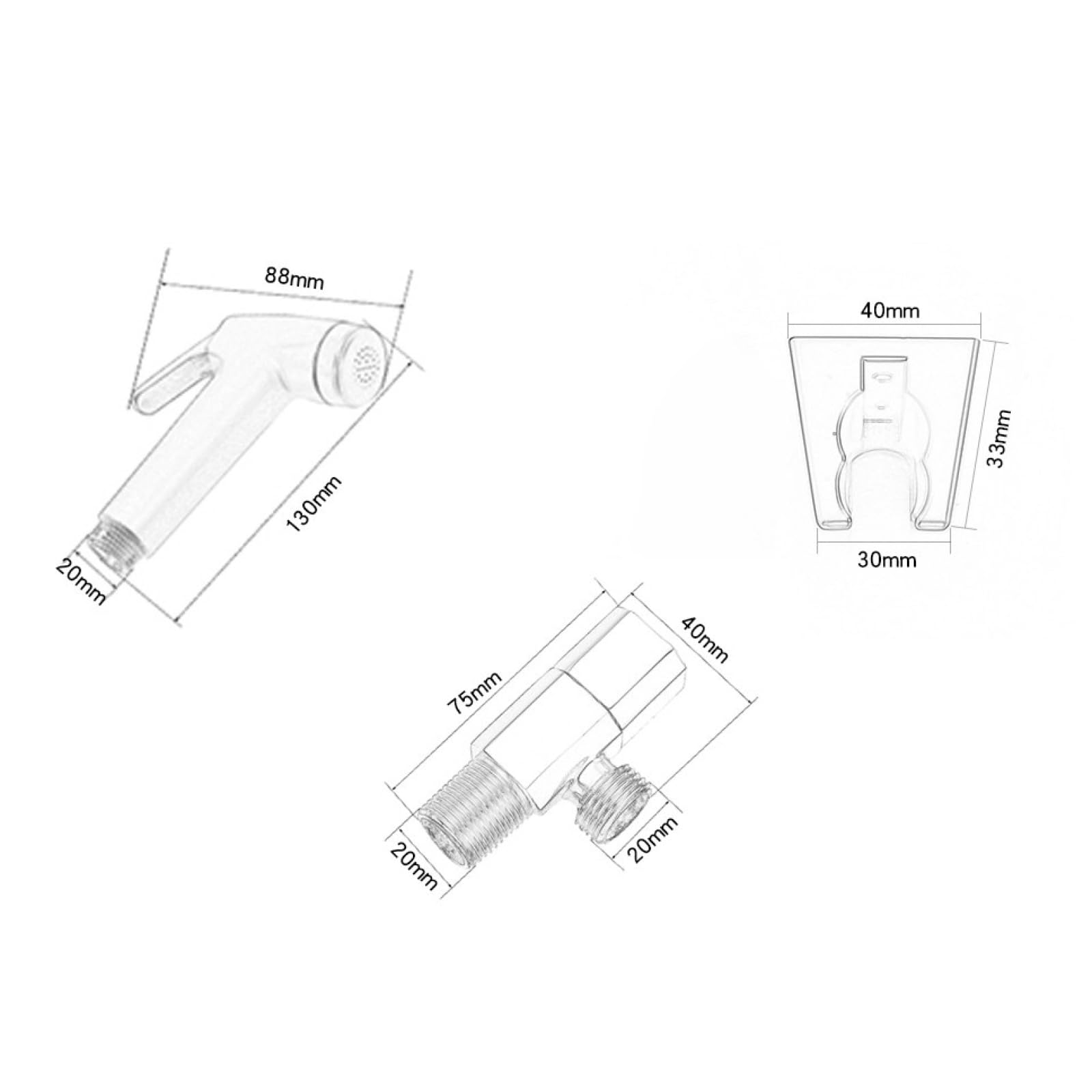Spruzzatore portatile per bidet con soffione doccia in ottone per la pulizia del WC e lo scarico del pavimento, finitura spazzolata, facile da installare e utilizzare per l'igiene domestica