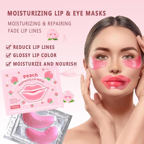 Xiuxixu 30 Pairs Lip Masks & Eye Masks, Collagen Under Eye Patches For Puffy Eyes Dark Circles,Lip and Eye Mask Bulk for Women,Bachelorette Party Favors,Teacher Appreciation Gifts 15 pieces