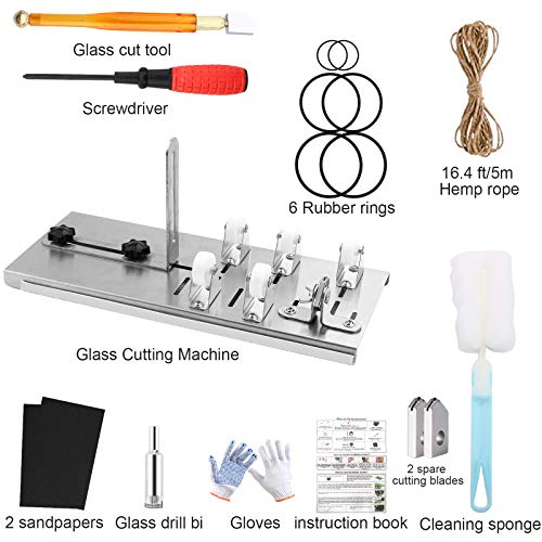 YLYL 19 Pcs Glass Bottle Cutter & Glass Cutter Kit DIY Tools, Glass Cutter for Bottles, Upgraded Wine Bottle Cutters for Cutting Round Bottles, with Glass Cutter, Gloves, Sanding Paper, Hemp Rope etc - Thumbnail 2