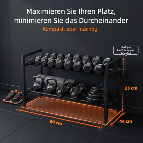 ONZILLO Dumbbell Rack, 2 Tier Weight Rack for Home Gym Adjustable, 31 inch weight storage racks Space-Saving, Kettlebells Holder Rack Organizer (Rack Only) — view 5