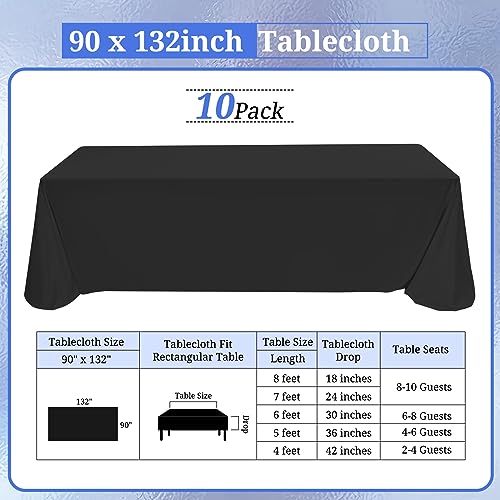 REWOMC 10 Pack Black Tablecloths for 6ft Tables-90 x 132 Inch by REWOMC - Used condition - Image 2