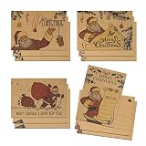 TOBJA® Weihnachtskarten Set Postkarten - 12x Original Kraftpapier Karten | Frohe Weihnachten Karten Santa | 4 x 3 Postkarten Weihnachten