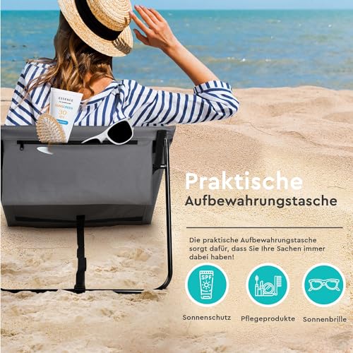 Intimo Living 2er Set Strandliegen mit stufenlos Verstellbarer Rückenlehne - Die Strandmatten gefüllt mit Komfortschaum sind Ultraleicht und platzsparend zusammenfaltbar - Grau