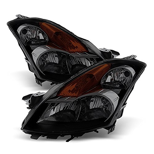 ACANII - For 2007-2009 Nissan Altima 4Dr Sedan Black Housing Smoked Lens Headlights Driver + Passenger Side Replacement