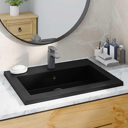 Cervaline Lavabo en Granit 600 x 450 x 120 mm Noir,Quinca… - 1