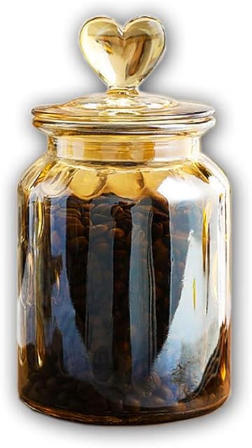 Glass Jars, Taxually Vintage Airtight Glass Storage Jars with Lids | Traditional Sweet Jar Storage Containers | Preserving Kitchen Jars Ideal for Tea, Coffee & Sweets(950 ML) - Amber B