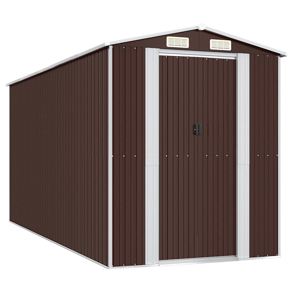 Générique Abri de Jardin Marron foncé 192x440x223 cm Acier galvanisé,Maison & Jardin,Pelouses & Jardins,Vie en extérieur,Structures extérieures,Cabanes & abris de Jardin,3147463