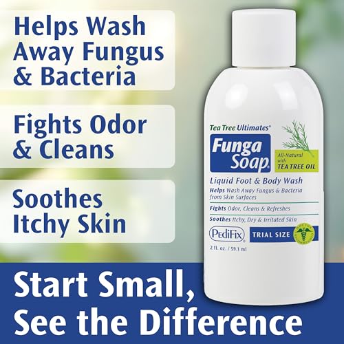 Image of Pedifix FungaSoap Tea Tree Oil Foot & Body Wash, Travel Size, 2 oz | Tea tree oil wash removes sweat, dirt and odor from feet and body while soothing itchy, irritated skin. Use daily.