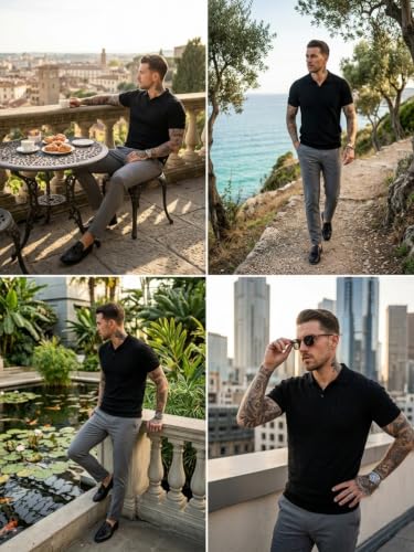 Image of GRECIILOOKS Textured Polo T-Shirt for Men | Premium Jacquard Collared Cotton Blend Polo | Smart Casual & Formal t Shirt for Men | Stylish t Shirt for Mens for Office, Party & Everyday