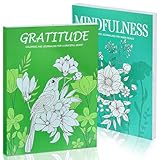 Adult Coloring Book for Women, Gratitude and Mindfulness Coloring Books with Inspirational Quotes Set - Relaxation Stress Relief Easy Coloring Book Flowers - Inspirational Books Gifts