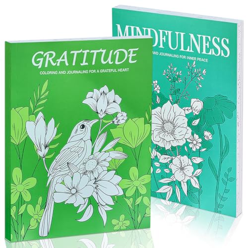 Adult Coloring Book for Women, Gratitude and Mindfulness Coloring Books with Inspirational Quotes Set - Relaxation Stress Relief Easy Coloring Book Flowers - Inspirational Books Gifts