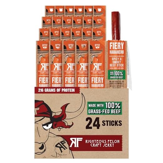 Righteous Felon Habenero Escobar Meat Sticks | All-Natural Craft Beef Sticks Habanero Flavor | Keto, Paleo, Gluten Free High-Protein Low-Sugar Healthy Meat Snack | 24 Count