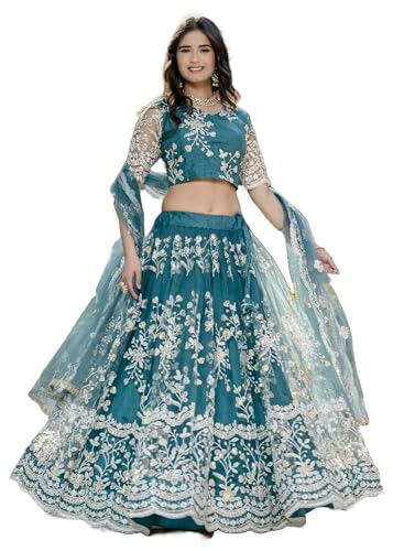 Lehenga 13904 en tissu pailleté haut de gamme au tombé fluide