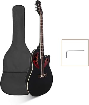 Guitars 41 inch Cutawary Round Back Acoustic Guitar Spruce Top Grape Hole Black