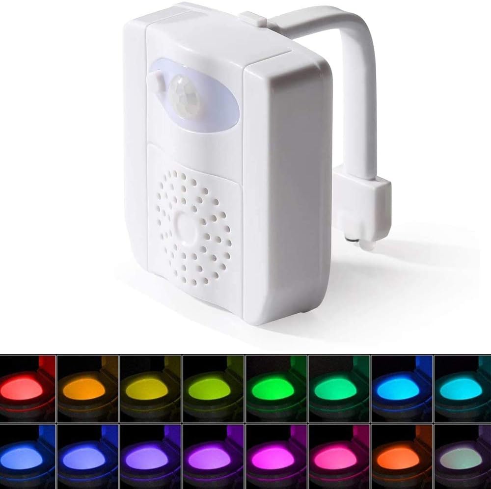 Kingcenton Toilet Night Light, Auto Activated Motion Detection Toilet Bowl Light, 16 Color Changing, with 2 Fragrance Bags