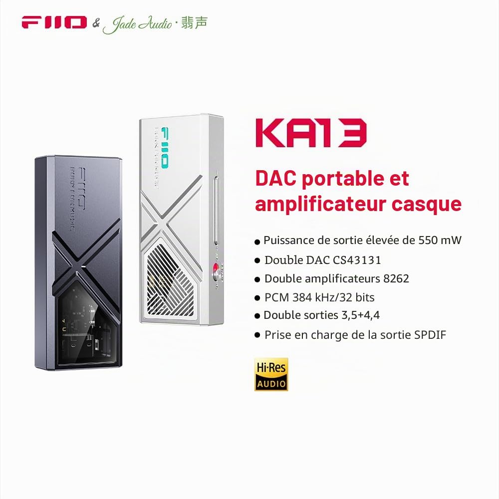 FIIO KA13 DAC Portable avec amplificateur de Casque (Noir)
