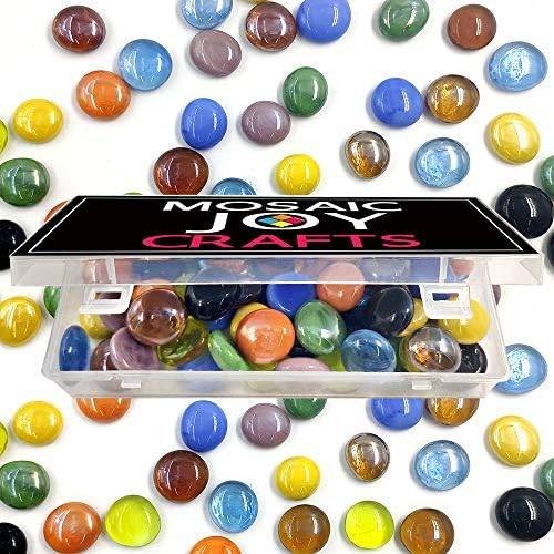 Mosaic Tiles Mixed Colors Mosaic Glass Pieces Round 1Pound Supplies for DIY Crafts Home Decoration Size 4/5'' by Mosaic Joy (11 oz 10 Colors Mixed)