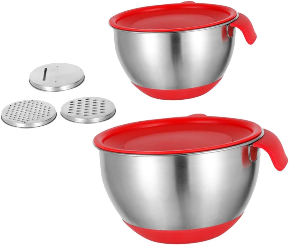 Stainless Steel Mixing Bowl Silicone Bottom and Handle Multi-Function Salad and Egg Beating Bowl for Kitchen Use