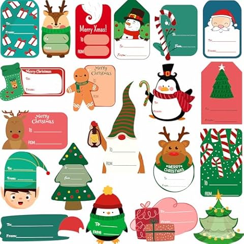 435PCS Christmas Gifts Tags Stickers, Christmas Tags Stickers, Christmas Labels Stickers Self-Adhesive for Christmas Holiday Gifts Presents Decorative Wrapping Paper Name Labels Cover