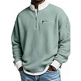 Lexoyes 2026 Men's Casual Fashion up Collar Contrasting Zipper Sweatshirt, Men's Daily Loose and Simple Waffle Half-Zip (US, Alpha, XX-Large, Regular, Regular, Green)