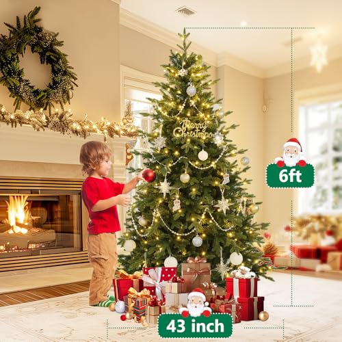 Himimi 6 Ft Pre Lit Artificial Christmas Tree With Lights, Fraser Fir Realistic Pe Pvc Branch Tips thumb #5
