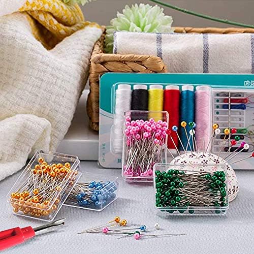 BOBOZHONG Pearl Head Pins,800Pcs Sewing Pins with Coloured Heads,Sewing Pins Pearl Headed Corsage Pins for Jewelry Making Earring Bracelet Flower Decoration,8 Colors,1.57inch
