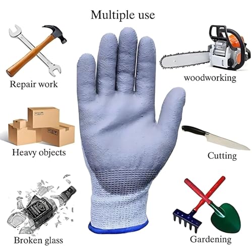 Image of Nitrile Coated Anti-Cut Work Gloves for Industrial, Mechanical, Agricultural, Gardening & Multi-Purpose Use - Durable, Reusable & Protective Hand Gloves, Grey - Pack Of 60 Pairs