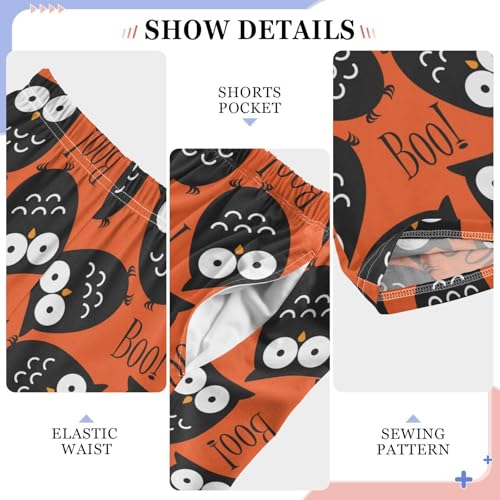 Owl Boo Boys Long Pants Soft Trousers Elastic Waist Kids Lounge Bottoms with Pockets S-XL4