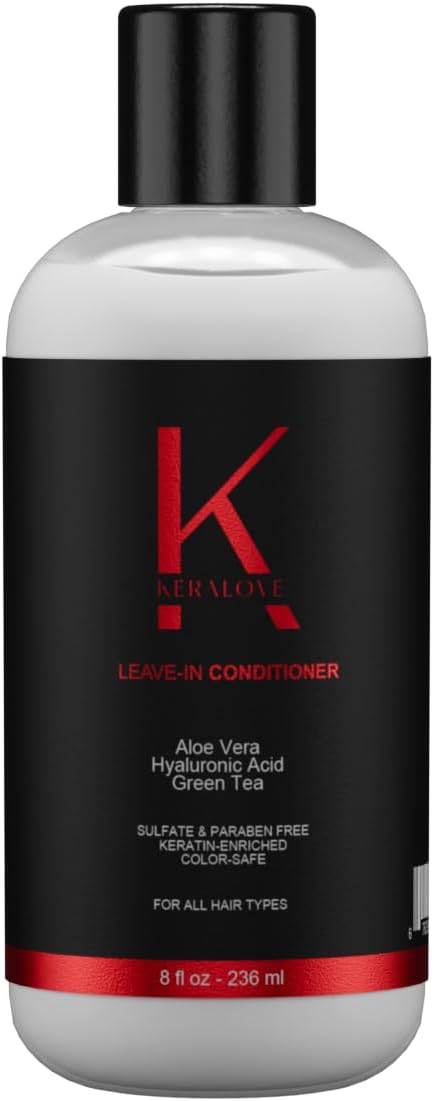 Keralove Leave-In Conditioner Cream Protectanct Detangler 8 oz | Keratin Care & Enriched | Safe for Virgin, Color Treated, Dry & Frizzy Hair | Daily Use for All Hair Types | Sulfate & Paraben Free
