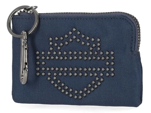 Harley-Davidson Women's Bar & Shield Studded Key Case Polyester Pouch – Navy