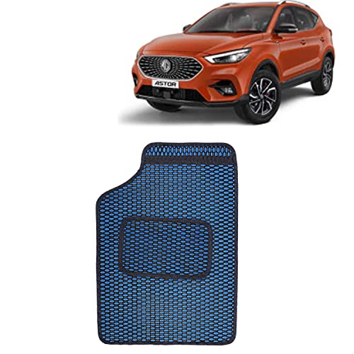 Image of Kingsway Dotted Design Car Floor Foot Mats Universal Fit for Morris Garages (MG) Astor, Model Year : 2021 Onwards, Water and Dustproof, Color Blue, Set of 5 Pieces