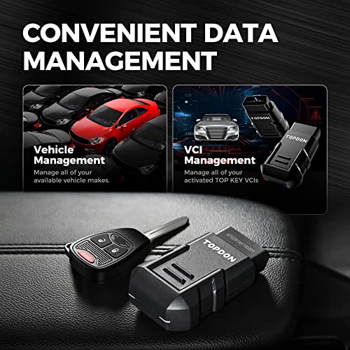 Key Fob Programming Tool&Key Fob Set TOPDON TOPKEY Car Key Programmer for Jeep Dodge Chrysler, Works with Android&iOS Phone Tablet, 10 OBD2/EOBD Functions for DIYer, Mechanics, Locksmiths Black