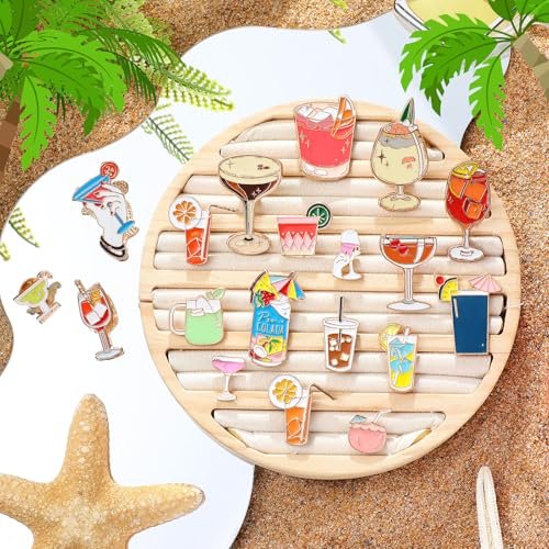 Quelay 20 Pcs Cocktail Enamel Pin Classic Cute Lapel Pin Set Summer Beach Brooch Badges Jewelry Gift for Bartender Aprons, Jackets, Backpacks and Purses, Shirt and Suit Lapels3