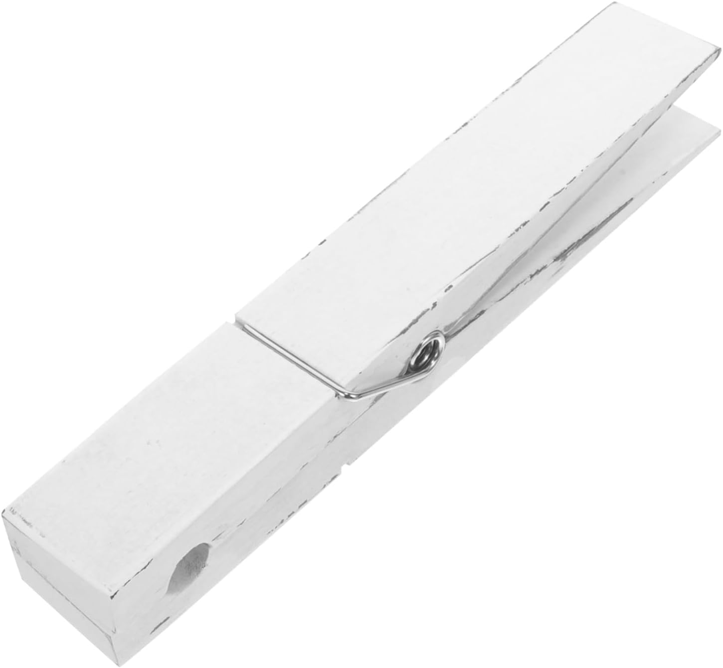 Wooden Large Clothespin Bathroom Towel Holder Rustic White 30cm