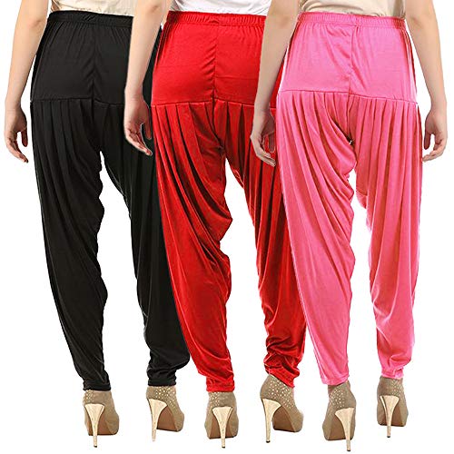 Image of Buy That Trendz Combo Offer (Pack of 3) Cotton Viscose Dhoti Patiyala Salwar Harem Bottoms Pants for Womens (Black