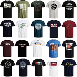 JACK & JONES T Shirt Herren 3er 6er 9er Mix Pakete Rundhals Tee Baumwollmix