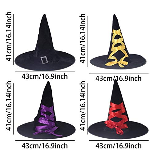 image for JETTINGBUY 4 Pieces Witch Hats, Halloween Witch Sorceress Hat Costume 