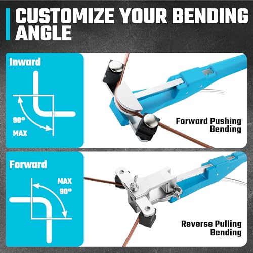 Image of DURATECH Tube Bender Set, 1 /4 inch-7 /8 inch O.D. Ratcheting Pipe Bender with Pipe Cutter and Deburring Tool, 90 Forward /Reverse Pipes Bending Tools for HVAC Air Conditioning Refrigerator Repair