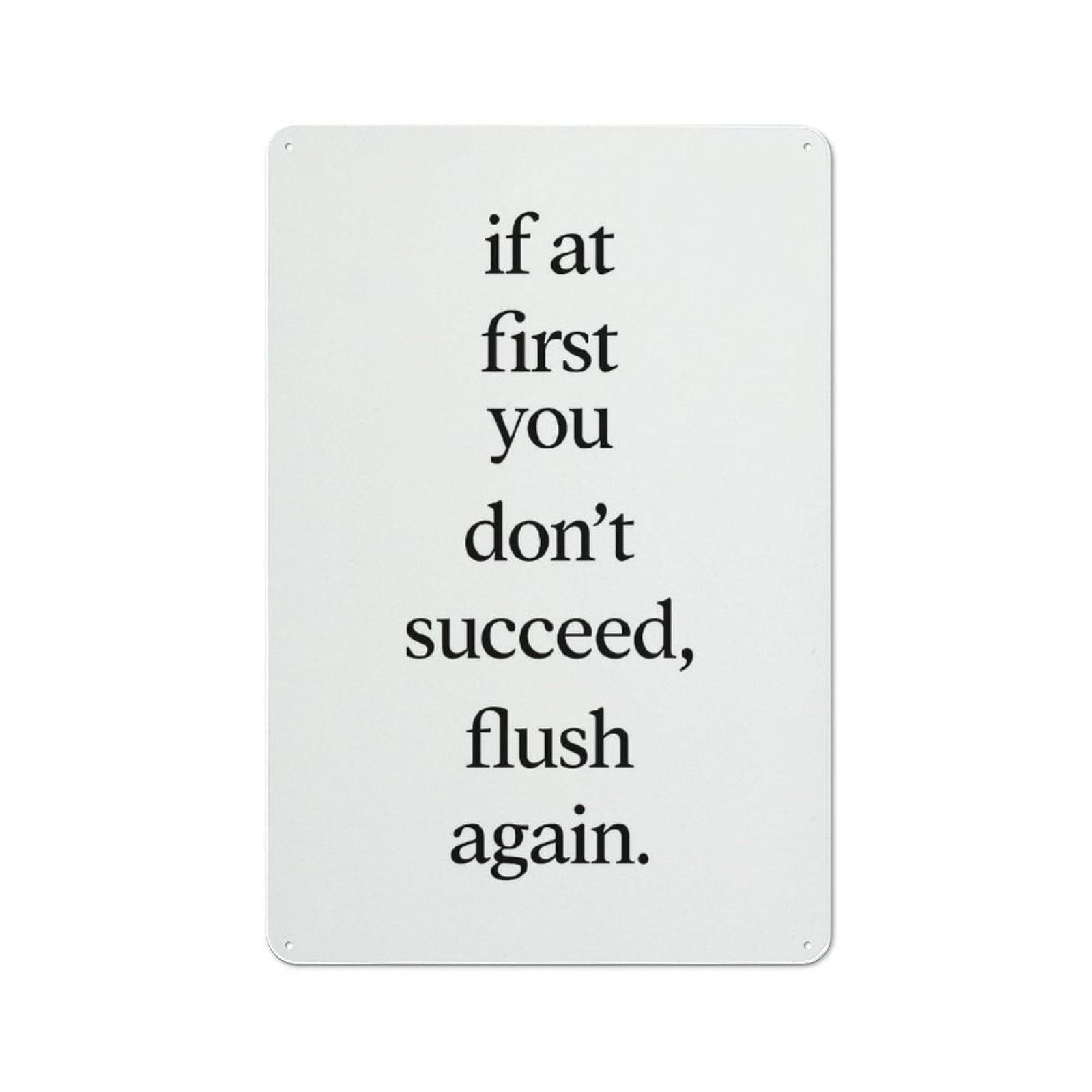 Flush Again Metal Wall Sign 30x20cm, Clean Industrial Loft Wall Plaque for Workspace, Cafe, Hallway Or Garage