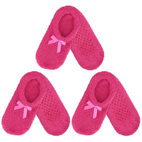Image of BambooMN Women's Soft Fuzzy Cozy Footies Travel Home Non-Slip