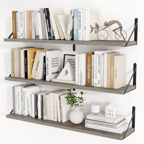Heimlove 36 Inch Floating Bookshelves Set of 3,Wall