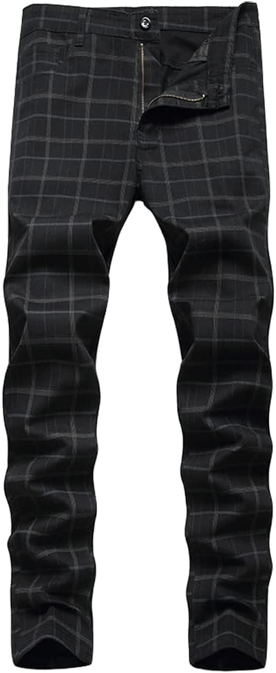 Pantalón Chino Pantalon Negro Cuadros Pantalones A Cuadros